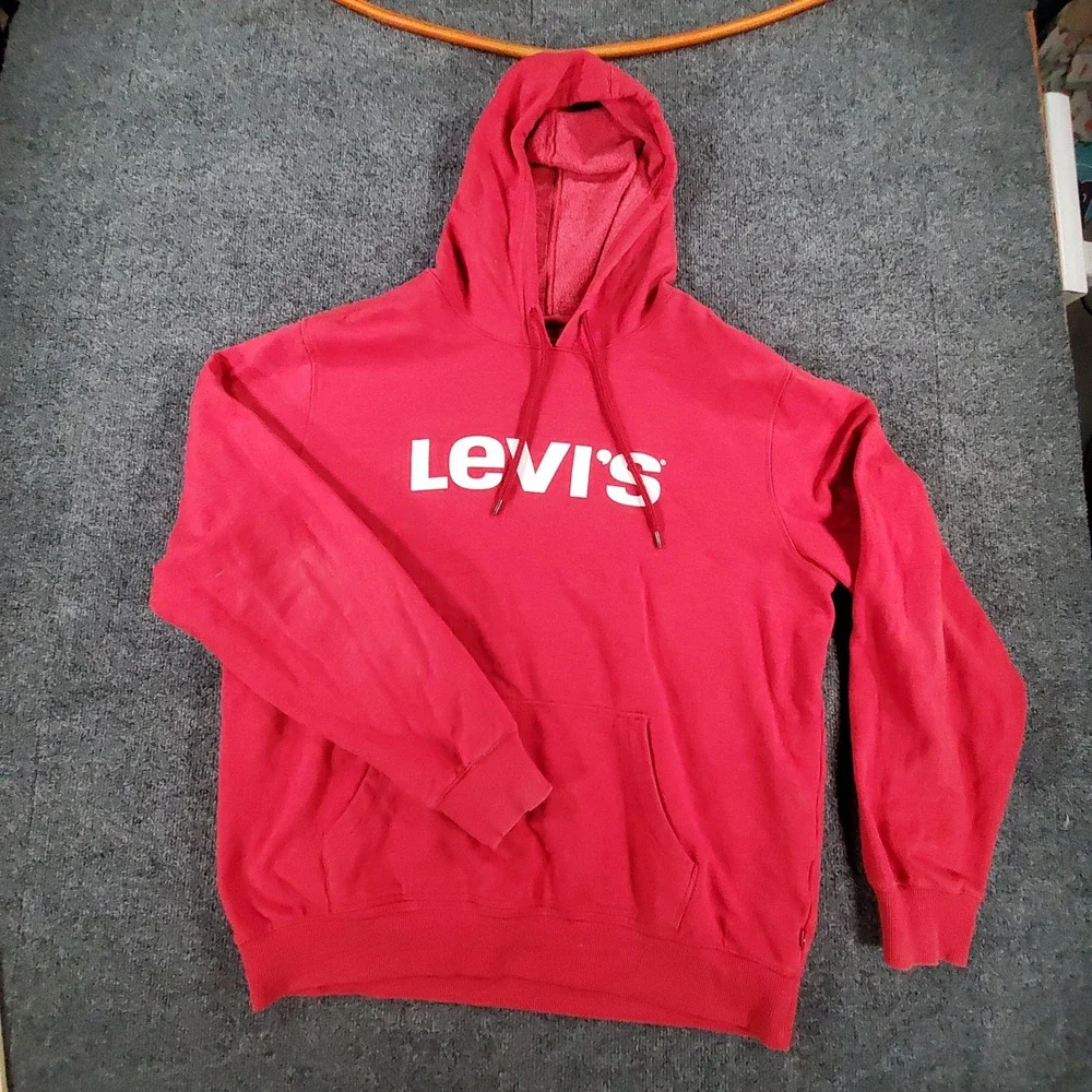Levi's Hoodie Mens XL 3LGLK1268 Red Graphic Logo Pullover Sweatshirt
